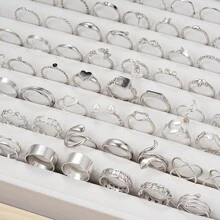 17KM Bộ 69 chiếc nhẫn hình bướm, trái tim và ngọc trai giả đơn giản dành cho phụ nữ, hoàn hảo cho kỳ nghỉ, hẹn hò, quà tặng và đeo hàng ngày (Không có hộp) Ngày lễ tình nhân, mẹ, mẹ, ngày của mẹ, quà tặng - Bạc - Xem 4