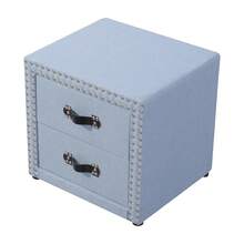 Sweiko Bedside Table, Bedside Table With 2 Drawers, Rivet Decoration, 45x39x42cm, Bedside Table With 2 Drawers, With Double Row Of Rivets, Modern Living Style, Storage Space In The Living Room And Bedroom, Modern Sofa Table, Linen, Blue - Blue - View 4