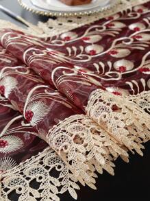 Đàn organza Chất vải , Tinh tế Rỗng Ren , Đầy màu sắc Thêu Kỹ thuật công nghệ , Khăn trải bàn Bếp , Chống vết bẩn Bàn Dây đeo , Thảm trải bàn , Đệm , Nhà Đồ trang trí , Ngày lễ Đồ trang trí , Buổi tiệc Lễ cưới Loạt Khăn trải bàn 1 Miếng - Màu Đỏ Sâu - Xem 12