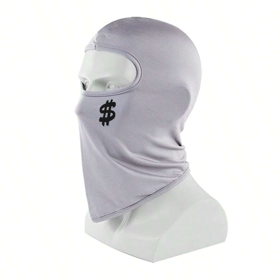 1pc Light Grey Money Pattern Manufacturer Breathable Plain Sold Balaclava - Light Grey - View 1