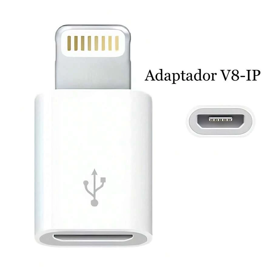Adaptador de iPhone a V8 Micro USB, Convertidor de Lightning macho a V8 Hembra - Blanco - Ver 1