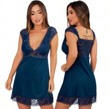 Plus Size Nightgowns & Sleepshirts - 藏蓝色 - 查看 1