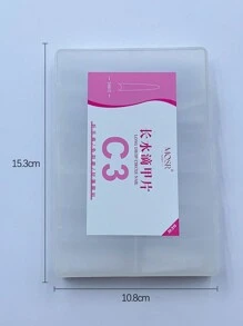 240入/盒長型水滴形c彎曲全透明超薄c3完整水滴形半覆蓋指甲貼,適用於美容院 - 無色 - 查看 7