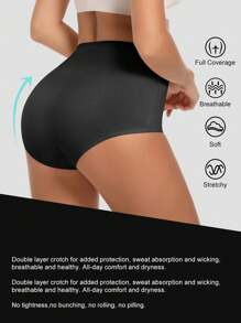 MEIYATING 4pcs Women High Waist Body Shaping Briefs, Comfortable Fit, Solid Color Breathable Panties - Multicolor - View 3
