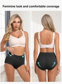 MEIYATING 4pcs Women High Waist Body Shaping Briefs, Comfortable Fit, Solid Color Breathable Panties - Multicolor - View 7