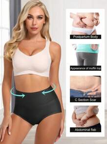 MEIYATING 4pcs Women High Waist Body Shaping Briefs, Comfortable Fit, Solid Color Breathable Panties - Multicolor - View 4
