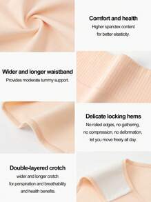 MEIYATING 4pcs Women High Waist Body Shaping Briefs, Comfortable Fit, Solid Color Breathable Panties - Multicolor - View 5