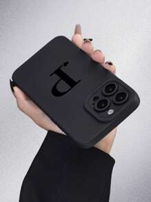 1pc Black Angel Eye Matte TPU Case With Full Coverage Protection, Dustproof And Waterproof, With A/B/C/D/E/F/G/H/I/J/K/L/M/N/O/P/Q/R/S/T/U/V/W/X/Y/Z Letter Pattern, Compatible With IPhone And Compatible With Samsung