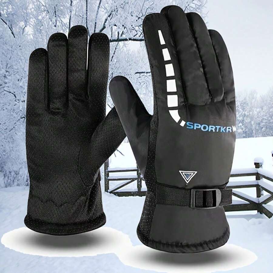 Men'S Winter Outdoor Gloves For Thermal Insulation, Skiing, Motorcycling, Cycling, Wind-Proof - Black - View 1