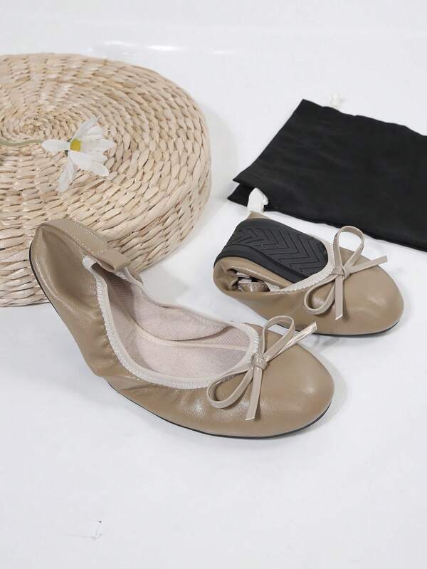 1 Paire Ballerines Pliables Confortables Pour Jeunes Avec Nœud Papillon Doux