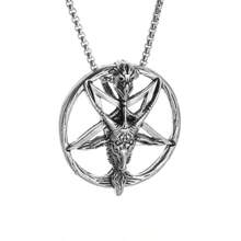 SeuSuk 1 Piece Men's Retro Punk Style Round Five-Star Sheep Head Necklace - Antique Silver - View 7