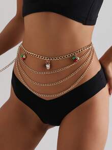 1件女性金色聖誕麋鹿鈴鐺腰鍊,時尚百搭的裝飾/服裝配件 - 金色 - 查看 6