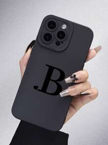 1 pieza Funda suave de TPU mate con ojos de ángel negros y protección completa, a prueba de polvo y resistente al agua, con diseño de patrón de letras del alfabeto A-Z, compatible con y