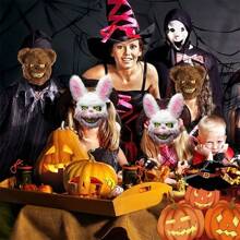 2 Máscaras Conejo Y Oso Sangriento Disfraz Pareja Halloween Máscara de Felpa Espeluznante de Halloween, Máscara de Cabeza de Animal Espeluznante, Disfraz de Terror para Fiesta de Juego, Casa Embrujada - un oso + un conejo - Ver 8