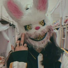 2 Máscaras Conejo Y Oso Sangriento Disfraz Pareja Halloween Máscara de Felpa Espeluznante de Halloween, Máscara de Cabeza de Animal Espeluznante, Disfraz de Terror para Fiesta de Juego, Casa Embrujada - un oso + un conejo - Ver 5