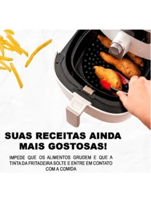 Tapete Protetor Silicone para Airfryer Fritadeira Elétrica 21,5CM Forro Quadrado Cozinha Assar - Vermelho ou Preto - Visão 3