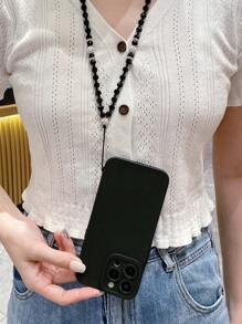 1入透明串珠鏈式手提項鍊和手鐲+1入黑色眼睛圖案手機殼,適用於蘋果/三星/小米/紅米/oppo/vivo/tecno/realme/infinix - 黑色 - 查看 1