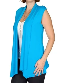 Women Sweater Vests - 寶藍色 - 查看 4