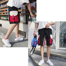 Pantalones Cortos De Algodón Tipo Cargo De Moda Para Hombre - Negro - Ver 4