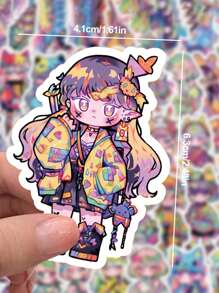 62入組糖果色少女貼紙套裝,適用於diy手機殼、筆記本、日誌、手提箱、相簿等等! - 彩色 - 查看 2