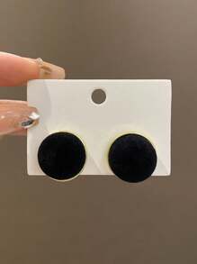 1對/2入組 簡潔時尚的丹寧925銀針圓耳環,適合女士日常佩戴 - 圓形 - 查看 11