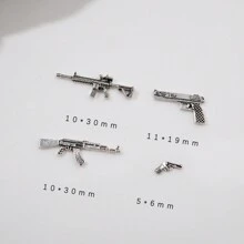 10 件随机混合枪形美甲装饰，包括 M4、左轮手枪、Akm 和沙漠之鹰 DIY 美甲饰品美甲宝石美甲用品美甲 - 彩色 - 查看 11