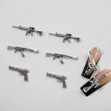 10 件随机混合枪形美甲装饰，包括 M4、左轮手枪、Akm 和沙漠之鹰 DIY 美甲饰品美甲宝石美甲用品美甲 - 彩色 - 查看 5