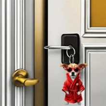 1入睡狗車內後視鏡掛件,2d車用或袋用鑰匙扣裝飾,盒裝友情禮物 - 紅色 - 查看 6