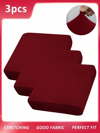 Funda De Cojín De Sofá Borgoña Four Seasons De 3 Piezas, Funda De Sofá De Poliéster Elástico De Seda De Leche Simple Y Moderna, Funda Protectora De Sofá Extraíble Y Lavable A Máquina