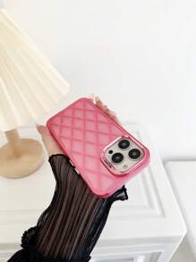 1入粉色菱形imd + 電鍍按鈕 + 電鍍鏡頭框防摔、防汗、防指紋、耐磨、不褪色的手機殼,適用於iphone - 玫紅色 - 查看 6