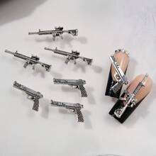 10 件随机混合枪形美甲装饰，包括 M4、左轮手枪、Akm 和沙漠之鹰 DIY 美甲饰品美甲宝石美甲用品美甲 - 彩色 - 查看 3