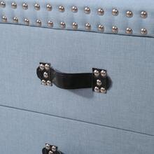 Sweiko Bedside Table, Bedside Table With 2 Drawers, Rivet Decoration, 45x39x42cm, Bedside Table With 2 Drawers, With Double Row Of Rivets, Modern Living Style, Storage Space In The Living Room And Bedroom, Modern Sofa Table, Linen, Blue - Blue - View 7