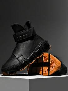 新款男式復古英式運動鞋,厚底設計,襯裡保暖靴,適合青少年 - 黑色 - 查看 2