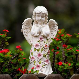 Fairy Angel Figure Garden Decoration Solar Garden Figures For Outdoors, With 6 LED Solar Lights, Waterproof Garden Decoration Made Of Resin Gifts For Outdoors House, Yard, Terrace, Porch 24.5cm, Christmas Gifts