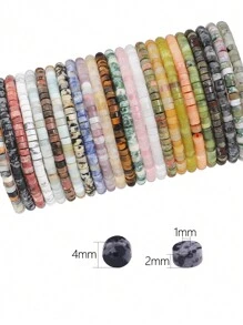 1 Fio De Miçanga Cilíndrica De Rondelle De Pedra 4x2mm De Turquesa, Quartzo E Jasper Para Fazer Jóias Com Contas De Disco Redondo E Plano Para Fazer Pulseiras Como Acessórios Diy