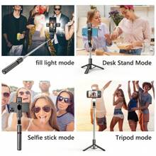 AXNEN Selfie Stick Tripod With Light, 45'' Extra Long Selfie Sticks With Wireless Remote, Portable Phone Tripod Compatible With IPhone 15 Pro Max/15/14 Pro/14/13, S22/ S23 Ultra/Android Smartphone