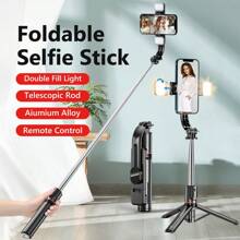 AXNEN Selfie Stick Tripod With Light, 45'' Extra Long Selfie Sticks With Wireless Remote, Portable Phone Tripod Compatible With IPhone 15 Pro Max/15/14 Pro/14/13, S22/ S23 Ultra/Android Smartphone