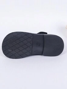 1pair Style Pu Flat Shoes For Little Girls, Soft, Comfortable And Adorable - Black - View 9