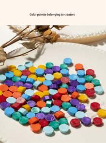 1包(100顆)八邊形多彩密封蠟珠,用於蓋章印章,已打包裝袋 - 粉色 - 查看 3