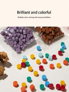 1包(100顆)八邊形多彩密封蠟珠,用於蓋章印章,已打包裝袋 - 粉色 - 查看 6