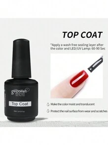 1 peça de esmalte em gel de acabamento superior 15ml, unha em gel de cura com luz UV/LED