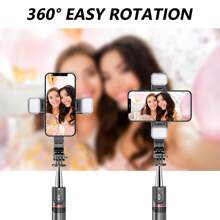 AXNEN Selfie Stick Tripod With Light, 45'' Extra Long Selfie Sticks With Wireless Remote, Portable Phone Tripod Compatible With IPhone 15 Pro Max/15/14 Pro/14/13, S22/ S23 Ultra/Android Smartphone
