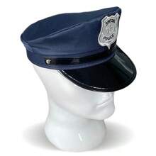 1pc Men's Police Working Cap  Cop Hat Black Captain Hat Stage Performance  Cap Police Officer Costume Accessories Black Suitable For Performance, Parties, And Daily Work (Dark Blue) - Navy Blue - View 6