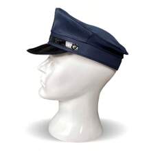 1pc Men's Police Working Cap  Cop Hat Black Captain Hat Stage Performance  Cap Police Officer Costume Accessories Black Suitable For Performance, Parties, And Daily Work (Dark Blue) - Navy Blue - View 9