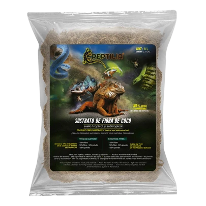 Reptilia Sustrato de Coco 100% Polvillo, 100% Natural para Reptiles, Anfibios, Insectos y Arácnidos