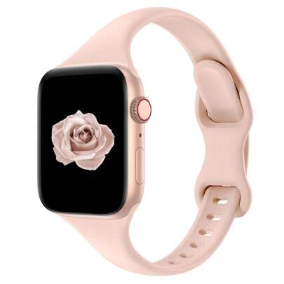 Kompatibel mit Apple Watch Bändern 38mm 40mm 41mm 42mm 44mm 45mm 46mm 49mm, kompatibel mit Apple Watch Series Ultra/Ultra 2 10/9/8/7/6/5/4/3/2/1 SE, schmaler und schlanker Ersatz Soft Silikon Sport Armband für Frauen