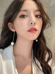 1 Pair Of New Fashionable Extra-long Pearl Earrings For Women, With Hip Jewelry Pendants - Silver - View 6