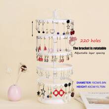 1入組五層360度旋轉鐵質首飾架,每層旋轉高度可調節,適用於耳環儲存及展示 - 白色 - 查看 1
