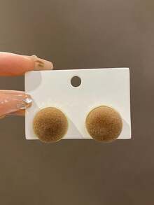 1對/2入組 簡潔時尚的丹寧925銀針圓耳環,適合女士日常佩戴 - 圓形 - 查看 12