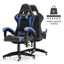 Ergonomic Gaming Chair With Lumbar Cushion And Headrest,Height Adjustable Office Chair - 藍色 - 查看 2
